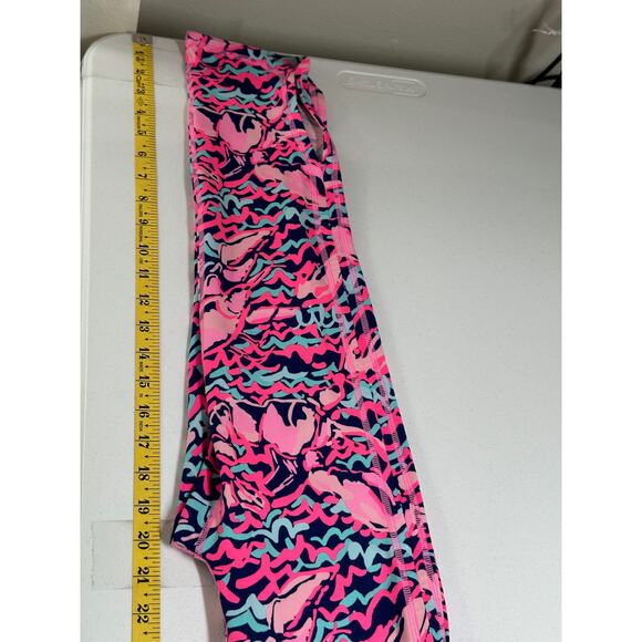 Lilly Pulitzer Pants Womens XS Luxletic Crop Pop Up‎ Lobstah Roll Navy Pink Gym - Picture 8 of 8